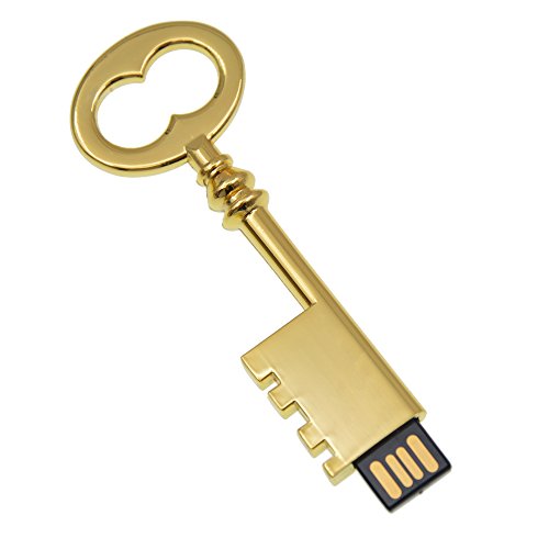 32GB Thumb Drive Metal Key USB 2.0 Flash Drive Kepmem Creative Cute Memory Stick Adorable Pen Drive Birthday Gift, Gold