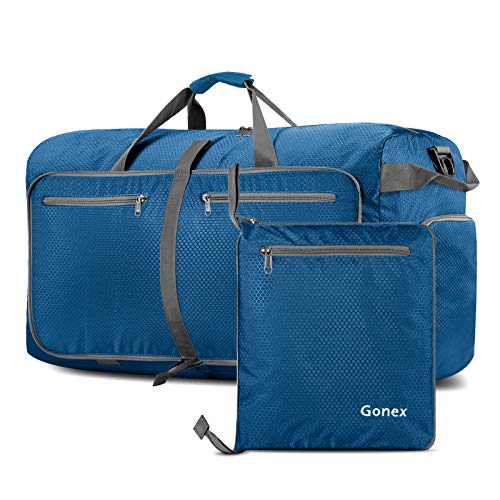 Gonex 100L Foldable Travel Duffel Bag for Luggage Gym Sports, Lightweight Travel Bag with Big Capacity, Water Repellent (Deep blue)
