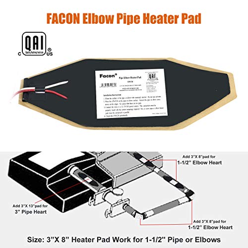 Facon 3″ x 8″ RV Elbow Pipe Heater Pad, Work for 1-1/2″ Elbow Pipe, 12V Tank Heater Pad, for RV, Camper, Travel Trailer and Motorhome, DC 12Volts-13.5Volts | The Storepaperoomates Retail Market - Fast Affordable Shopping