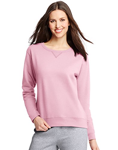 Hanes Women’s Crewneck Sweatshirt, Pale Pink, L