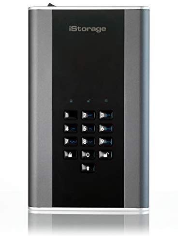 iStorage diskAshur DT2 6TB Secure encrypted portable desktop hard drive, FIPS Level 2 certified – Password protected, dust and water resistant, military grade hardware encryption IS-DT2-256-6000-C-G