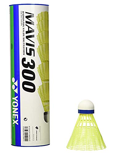 YONEX Mavis 300 Badminton Medium Speed Volant Nylon Shuttlecock, Yellow, 1 Dozen, 2 Tube