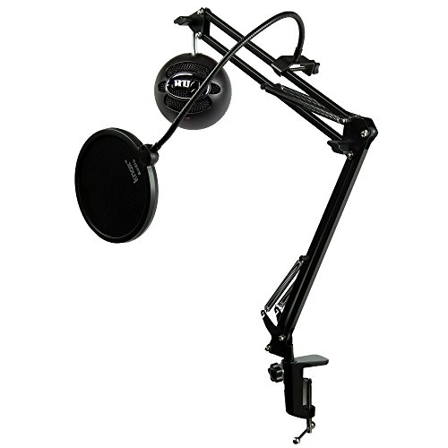 Blue Microphones Snowball iCE Microphone (Black) with Boom Scissor Arm and Pop Filter Bundle (3 Items) USB