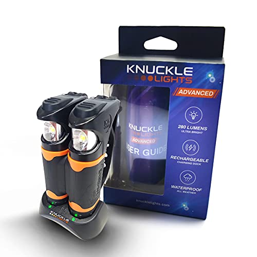 Knuckle Lights Advanced – Running Lights for Runners with Unique Charging Base, Ultra Bright Flood Beams Light Your Entire Path. Running Gear Lights for Night Running, Jogging & Dog Walking