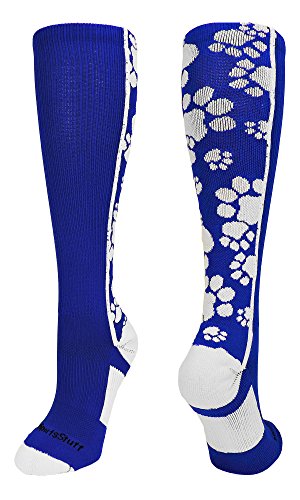 Crazy Socks with Paws Over the Calf (Royal/White, Small)
