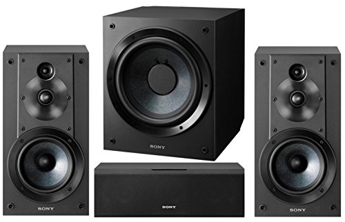 Sony SSCS8 2-Way 3-Driver Center Channel Speaker with Bookshelf Speaker System and Subwoofer Bundle (3 Items)