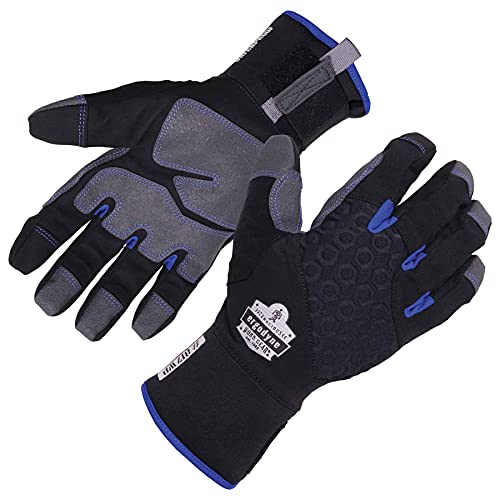 Ergodyne unisex adult Reinforced Thermal Waterproof Winter Work Gloves, Black, Large Pack of 1 US