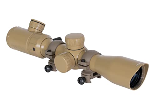 Monstrum 3-9×32 Rifle Scope with Rangefinder Reticle and High Profile Scope Rings | Flat Dark Earth