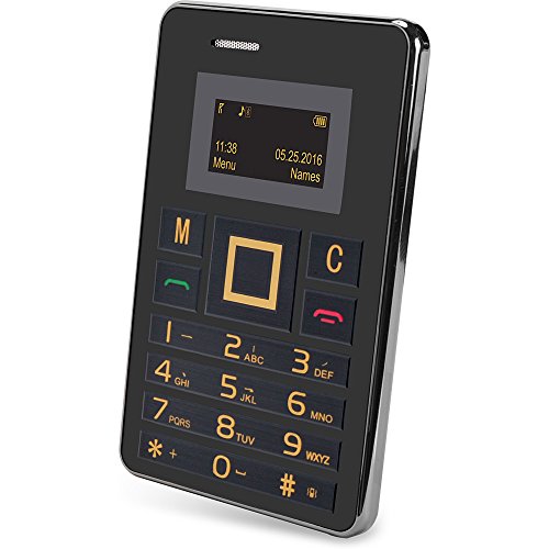 Slide Wallet Size Unlocked Mini Cell Phone Worldwide 2G GSM Service, Black/Silver