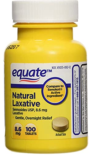Equate Natural Vegetable Laxative, Sennosides 8.6 mg Tablets, 100-Count Bottle by Equate