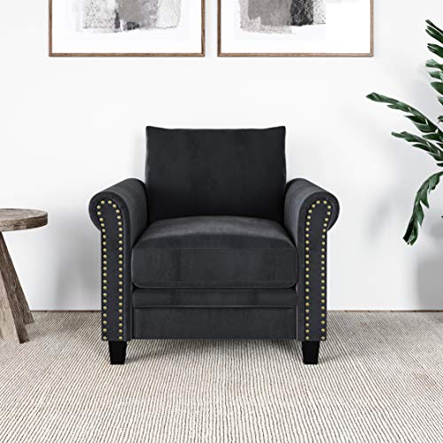Lifestyle Solutions Arlington Arm Chair, 35.6″ W x 31.9″ D x 34.6″ H, Charcoal Grey | The Storepaperoomates Retail Market - Fast Affordable Shopping