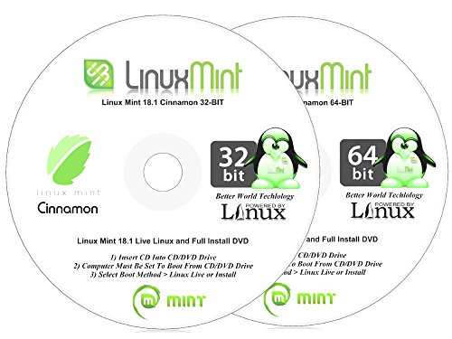 Linux Mint 18.1 Cinnamon Desktop – 32-Bit 64-Bit Support – 2 Disc DVD Set