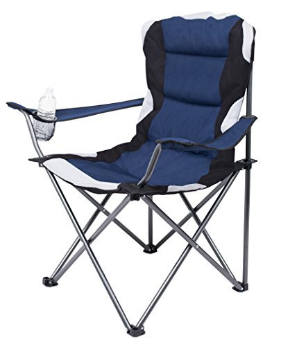 Internet’s Best Padded Camping Folding Chair – Outdoor – Navy Blue – Sports – Cup Holder – Comfortable – Carry Bag – Beach – Quad