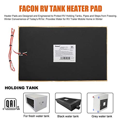 Facon CW-T1218, 12″ x 18″ RV Tank Heater Pad with Automatic Thermostat Control, Use with Up to 50 Gallons Fresh Water/Grey Water/Black Water Tank, 12Volts DC, QAI Certificated, 2Packs | The Storepaperoomates Retail Market - Fast Affordable Shopping