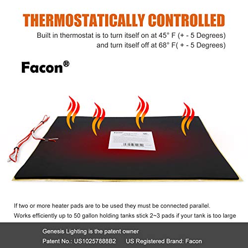 Facon CW-T1218, 12″ x 18″ RV Tank Heater Pad with Automatic Thermostat Control, Use with Up to 50 Gallons Fresh Water/Grey Water/Black Water Tank, 12Volts DC, QAI Certificated, 2Packs | The Storepaperoomates Retail Market - Fast Affordable Shopping