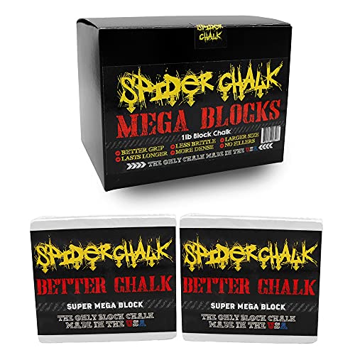 Spider Chalk Weightlifting Block Chalk, Best Gym Workout Chalk for Lifting Weights, Gymnastics, Rock Climbing, Mega Blocks, 99% Pure Block Athletic Chalk, USA Made