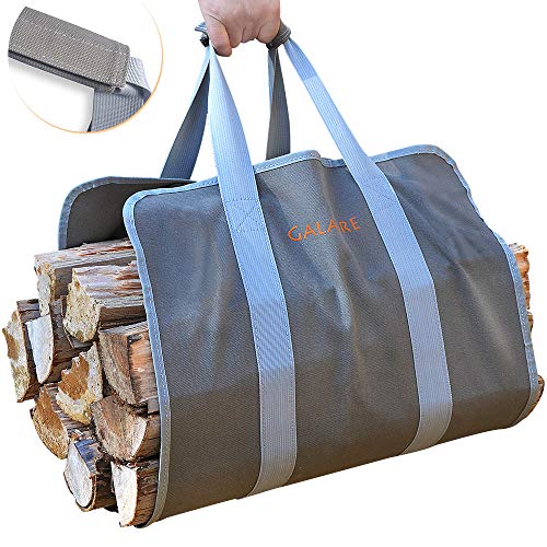 GALAFIRE Wood Carrier for Firewood with Handles, Foldable 16oz Canvas Firewood Sling Bag, Premium Quality Heavy Log Tote Firewood Tote