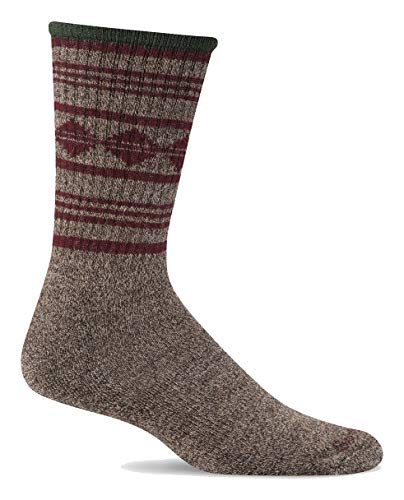 Sockwell Men’s Poncho Stripe Hiker Crew Socks, Brown, Medium/Large