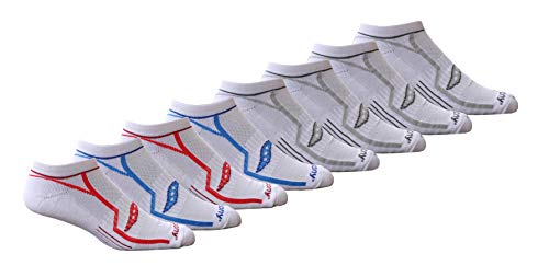 Saucony Men’s Performance Comfort Fit Athletic Socks, White/Blue/Red (8 Pairs), Shoe Size: 8-12