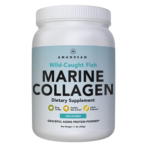 AMANDEAN Marine Collagen Powder 17.6 Oz. Wild-Caught Hydrolyzed Fish Collagen Peptides for Women & Men. Type 1 & 3 Collagen Protein Supplement. Amino Acids for Skin, Hair, Nails & Graceful Aging.