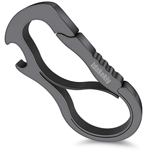 Idakekiy Full Stainless Steel Dual Carabiner Keychain Mutil Function Home Tool with Bottle Opener for Home Small Version