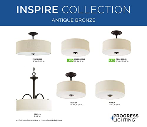 Progress Lighting P3713-20 Inspire Two-Light Flush Mount, Antique Bronze, 5.50×13.00×13.00 | The Storepaperoomates Retail Market - Fast Affordable Shopping