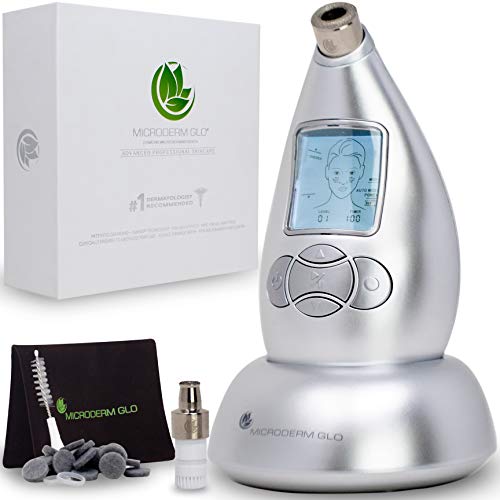 Microderm GLO Diamond Microdermabrasion Machine and Suction Tool – Clinical Micro Dermabrasion Kit for Tone Firm Skin, Advanced Home Facial Treatment System & Exfoliator For Bright Clear Skin
