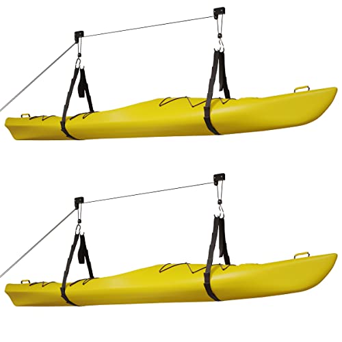 RAD Sportz Kayak Hoist 2-Pack Quality Garage Storage Canoe Lift with 125 lb Capacity Even Works as Ladder Lift Premium Quality Pulley System