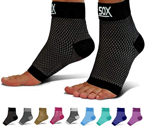 SB SOX Plantar Fasciitis Relief Socks (1 Pair) for Women & Men – Best Compression Sleeves for All Day Wear with Foot/Arch Support for Pain Relief (Black, Medium)