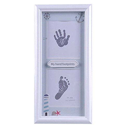 BabyIn PRECIOUS BABY HANDPRINT and Footprint Frame Kit – Baby Prints Photo Keepsake with Wood Frame With Safe Acrylic Glass Non-Toxic Ink Pad,Great Baby Gift For Baby Registry (Type B)