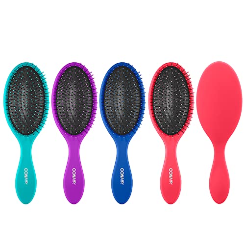 Conair Gently Detangle Hair Brush, Dry and Wet Hairbrush with Flexible Bristles, Color May Vary, 3 Count