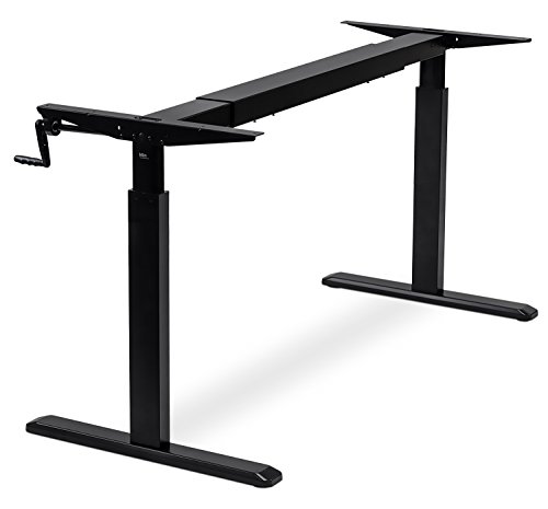 Mount-It! Stand Up Desk with Manual Crank, Frame Only, Height Adjustable Sit-Stand Base, Standing Ergonomic Home Office Desk Workstation, Black