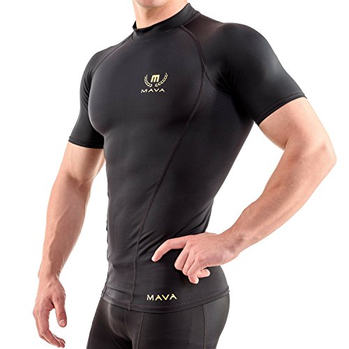 Mava Sports Compression Short Sleeve Shirt for Men – Baselayer Athletic Workout T-Shirt for Gym Workout