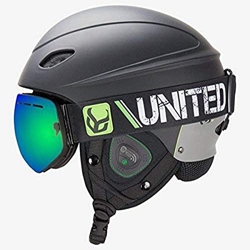 DEMON UNITED Phantom Helmet with Audio and Snow Supra Goggle (Black, X-Large)