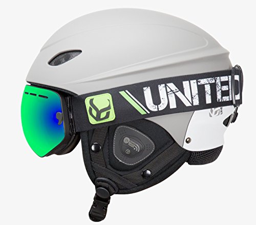 DEMON UNITED Phantom Helmet with Audio and Snow Supra Goggle (Grey, X-Large)