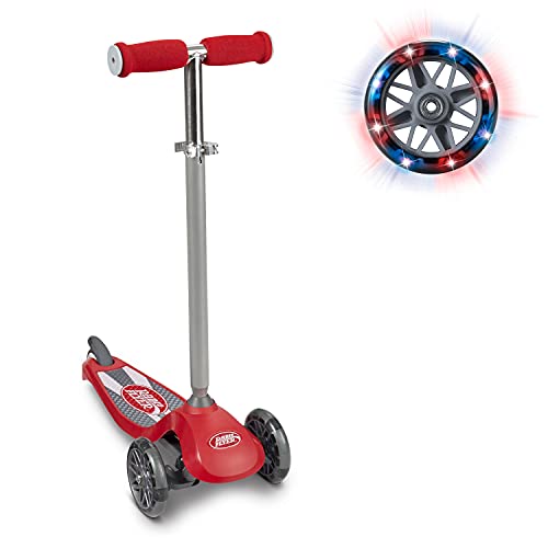 Radio Flyer Lean ‘N Glide Scooter with Light Up Wheels, Kids Scooter, Red Kick Scooter, for Ages 3+