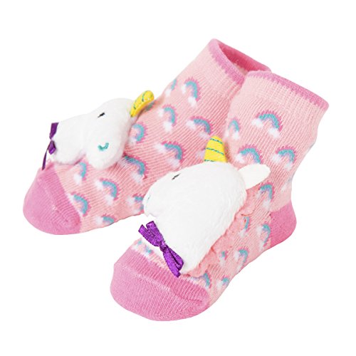 Baby Dumpling C.R. Gibson Unicorn Rattle Sock Booties for Newborns, Infants, and Babies – 1 Pair