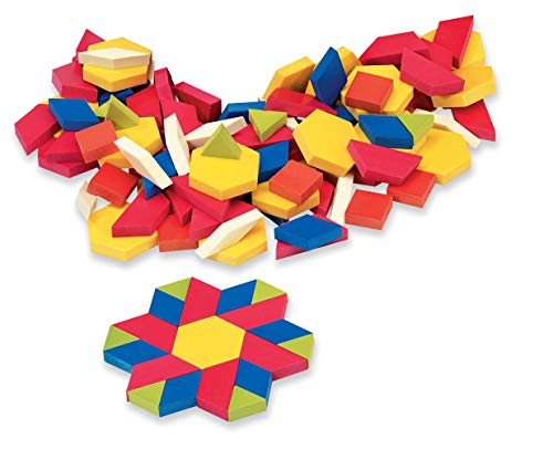 hand2mind Plastic Pattern Blocks, Geometric Shapes for Kids, Pattern Play, Toddler Pattern Blocks, Learning Shapes for Kindergarten, 3D Shapes Manipulatives, Sorting Math Blocks (Set of 250)