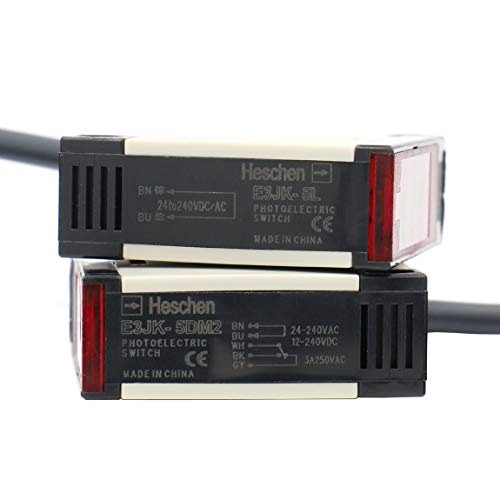 Heschen Photoelectric Sensor Switch E3JK-5DM2-5L 24-240VAC/12-240VDC Bijection Type Detection Distance 5 Meter