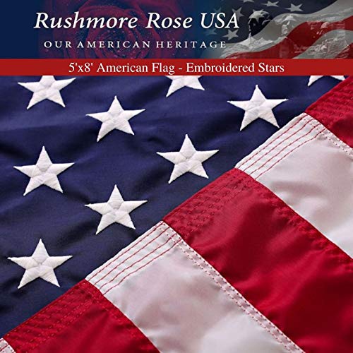 American Flags for Outside 5×8 – USA Flag, Heavy Duty American Flag with Embroidered Stars and Sewn Stripes American Flags for Outdoor Made in USA High Wind- All Weather Flags