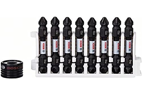 Bosch Accessories 2608522334 Bosch Professional 9-Piece Double Screwdriver Set (Impact Control, 8 x PH2-PZ2 Bits Length: 65 mm and Magnetic Sleeve, Pick and Click)