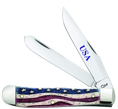 CASE XX WR Pocket Knife Patriotic Smooth Natural Bone Trapper Item #64132 – (6254 SS) – Length Closed: 4 1/8 Inches