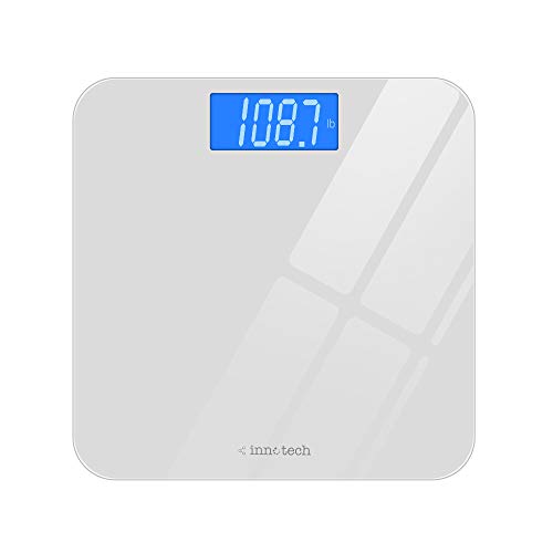 Innotech Digital Bathroom Scale with Easy-to-Read Backlit LCD (White)