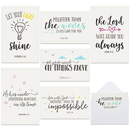 48 Pack Christian Greeting Cards with Envelopes, Inspirational Note Cards with Scripture Bible Verses for Encouragement, Motivation, Confirmation Cards Bulk (4×6 In)
