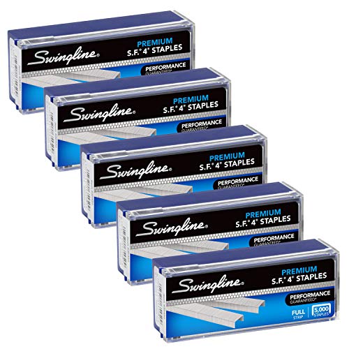 Swingline Staples, S.F. 4, Premium, 1/4″ Length, 210/Strip, 5000/Box, 5 Pack (35481)