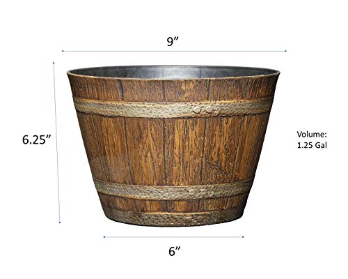 Classic Home and Garden Whiskey Resin Flower Pot Barrel Planter, Oak Brown, 9″ | The Storepaperoomates Retail Market - Fast Affordable Shopping