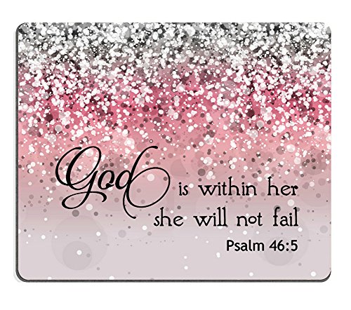 Smooffly Psalm 46:5 God is Within Her,She Will not Fall – Bible Verse Pink Sparkles Glitter Pattern Mouse pad Mousepads