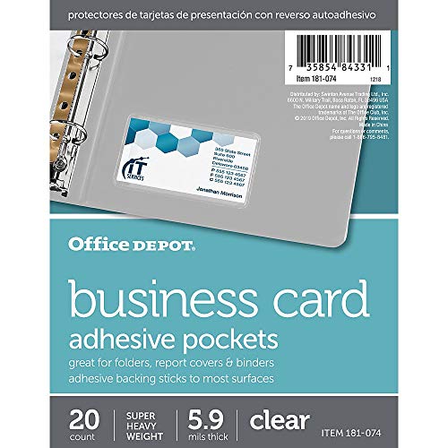 Office Depot Adhesive Business Card Pockets, Pack of 10, 181074