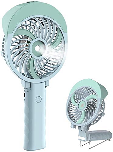 HandFan Portable Misting Fan, 55ml Large Water Tank, Rechargeable Handheld Personal Mister Fan, Battery Operated Water Spray Mist Fan, 180°Foldable, for Travel, Camping, Outdoors, Makeup(Green)