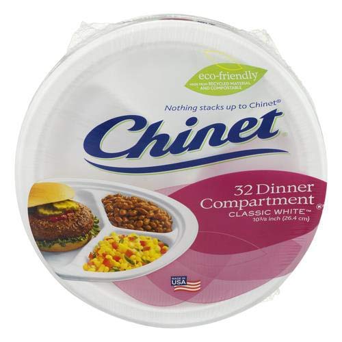 Chinet 32227 Dinner Plates, Disposable, White, 10-3/8-In, 32-Ct. – Quantity 1